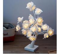 LED Guirlande Lumineuse Arbre Lumineux 24 Fleurs des Lumières Lampe de Table Câble USB Lumières Branches 45 cm Blanc