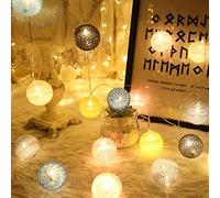 LED Guirlande lumineuse boule de coton 3.5CM, lampe féerique de noël 3M 20 LED, boules lumineuses, led bande décoration fête de vacances mariage (USB Power, Gris)