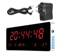 LED Horloge Digitale - Chargement USB RéVeil NuméRique Alliage D'Aluminium Horloges Murales Horloges de Bureau avec Jour et Date pour IntéRieur Bureau Chambre Salon(Calendrier température semaine)