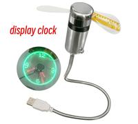LED horloge ventilateur USB alimenté Mini ventilateur de refroidissement clignotant horloge ventilateurs temps température affichage main Mini USB ventilateur pour ordinateur porta - Type Clock Fan