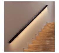 LED il Kit Barre d'appui complète en aluminium pour intérieur/extérieur - Main courante ronde noire de 4,8 cm avec supports muraux - Système de garde-corps de sécurité de 1,2 m