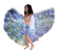 LED Isis Ailes de danse du ventre 360 ° LED avec tige télescopique de 20 à 100 cm 2 modes de contrôle de la lumière Ailes LED pour adultes Ailes de papillon Enfants LED pour spectacles sur scène
