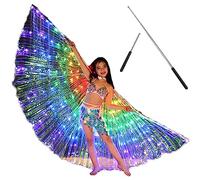 LED Isis Ailes de danse du ventre LED à 360 ° avec tige télescopique de 20 à 100 cm 2 modes de contrôle de la lumière pour danse du ventre Ailes de papillon adultes et enfants pour spectacles sur