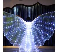 LED Isis Ailes LED 360 ° pour Adultes avec Baguettes télescopiques de 20 à 100 cm pour Danse du Ventre, Carnaval, Danse du Ventre, Carnaval, Blanc