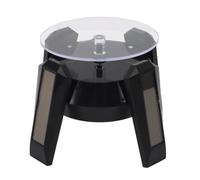 LED Jewelry Display Turntable, Solar Powered Rotating Stand with Blue LED Light, Self Rotating Showcase for Watch Necklace Bracelet, Solar or AA Battery Operated for Retail Home Us