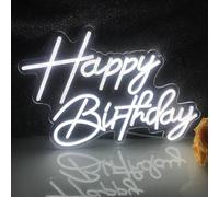 LED "Joyeux anniversaire"signe au néon peut être accroché ou placé plat Chambre à coucher salon atmosphère de Noël Festival d'anniversaire Graduation cadeau Fête et décorations de mariage 16,5"X11"