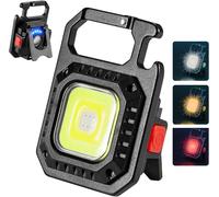 Led Keychain Flashlight, 1000 Lumens Rechargeable Waterproof Portable Flashlight With Battery Display, Bottle Opener And Magnetic Base For Walking Camping