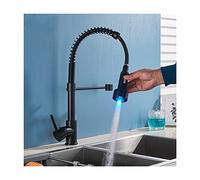 LED Kitchen Sink Faucet, Single Handle Brass Kitchen Faucets, Bifunctional Spring Kitchen Sink Faucets, Hot and Cold Water Mixer Faucet with 360 Degree Rotate,D (D)