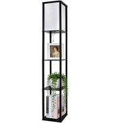 LED Lampadaire en Bois, 1.62m Lampe de Plancher avec 3 Étagère, Lampe sur Pied 3 Températures de Couleur (avec E27 Ampoule 3000K-5000K) Décoration Lampe de Chevet pour Salon Chambre à Coucher Bureau