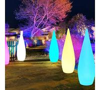 LED Lampadaire solaire RGB 16 températures de couleur et luminosité variable en continu avec télécommande Gouttes d'eau Colonne lumineuse IP54 étanche pour extérieur Salon Charging USB 120 cm