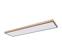 LED Lampe bois salle à manger lampes aspect bois LED plafonnier rectangulaire, MDF opale graphite moderne, 1x LED 36W 2250Lm 3000K, HxLxB 6,5x120x30cm