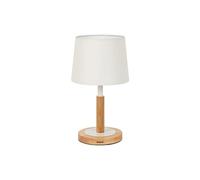 tomons LED Lampe de Chevet Dimmable en Bois, Lampe de Table Abat-Jour en Tissu, Lumière Chambre, Style Moderne, Confortable pour Les Yeux, pour Chambre, Salon, Dortoir, Café - Beige