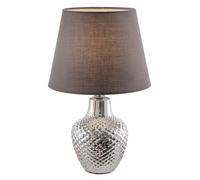 LED lampe de table salon lampe de chevet céramique, chambre chrome textile brun, 1x E14 filament LED blanc chaud dimmable, DxH 20x32cm