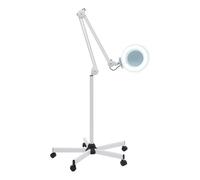LED Lampe Loupe sur Pied 24W Lampe Esthetique Professionnel 5X Loupe Eclairante avec roulettes et Bras Réglable Pivotant,pour Salon de Beauté, Lire, Coudre, Tricoter