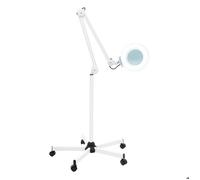 LED Lampe Loupe sur Pied 24W Lampe Esthetique Professionnel 5X Loupe Eclairante avec roulettes et Bras Réglable Pivotant