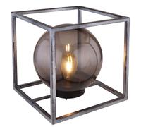 LED Lampe solaire d'extérieur Cube Design Lampe de jardin Boule Lampadaire argent fumé Décoration de jardin, LED blanc chaud, 23 x 23 x 23 cm, jardin extérieur balcon