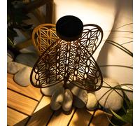 Boule solaire rouille pour extérieur Lampe solaire rouille Lampe solaire de jardin avec piquet, effet lumineux motif fleur de vie, 1x LED blanc chaud, DxH 20 x 31 cm