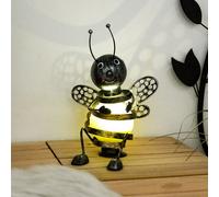Abeille solaire extérieur décoration abeille figurines de jardin pour extérieur métal, batterie noir jaune, 1x LED 0,06 watt, H 25 cm, jardin