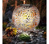 Lanterne solaire oriental couleur argent LED lampe solaire de table de jardin pour extérieur en gris, avec effet lumineux, LED batterie, H 54 cm