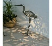 LED Lampe Solaire Jardin Déco Grue Figurine Extérieur Éclairage Support de Gris