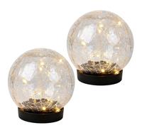 LED Lampe solaire Lampe solaire de jardin Aspect verre brisé blanc chaud Verre D 12 cm 2er Set