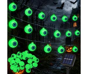 LED Lampes Solaires Décoration d'Halloween,Lumières Décoratives d'Halloween | Effrayantes en Forme Globe Oculaire,Étanch IP65 Guirlande Lumineuse Solaire Lumières pour Chemin,Cour,Fête