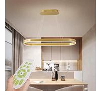 LED Lampes Table à manger Moderne Lumières Salle à Manger Dimmable avec Télécommande Hauteur Réglable Éclairage Suspendu Idéal pour Îlot de Cuisine Salon Café Hôtel Bureau (Couleur or, 120cm 108W)
