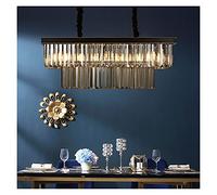 LED Lamps Country of America from V-intage Amber Crystal Pendant Lights for Living Room Kitchen Black Retro Iron Fixtures House (Color : ColdWhite Size : L100xW30cm) (Coldwhite L120xW30cm)