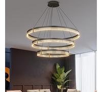 LED LED Chandelier Black Ring Pendant Lighttures Grands Ferme Dimmable Chandelier Round Pagnice Place pour Le Foyer Entrée Salon Salle de Salle