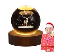 LED LED LAMPE NIGHT - R3D Ball Night en bois, projection de lumière étoile créative, lampe de table rechargeable, éclairage atmosphérique, accent d'éclairage décoratif | Salon de bureau