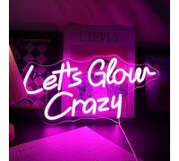 LED "Let's Glow Crazy" Signe néon Eclairage chambre signe maison salle de jeux Hôtel café bière Bar fête table art mural décoration Noël cadeau d'anniversaire (Rose)