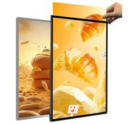 LED Light Box, Cadre d'affichage publicitaire mural - Tableau de menu éclairé en verre trempé ultra - mince pour restaurants, bars, magasins, cafés - Plusieurs tailles, Bordures argent/noir,A3,Silver