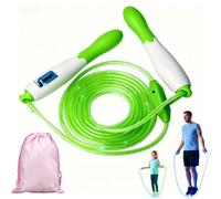 LED Light-Up Jump Rope for Kids, Illuminated Skipping Ropes with Adjustable Length, Tangle-Free, Rubber Handle & Grip, Glowing Skipping Rope 3 Adjustable Rainbow Glow Modes (Green Count)