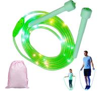 LED Light-Up Jump Rope for Kids, Illuminated Skipping Ropes with Adjustable Length, Tangle-Free, Rubber Handle & Grip, Glowing Skipping Rope 3 Adjustable Rainbow Glow Modes (Yellow LED)
