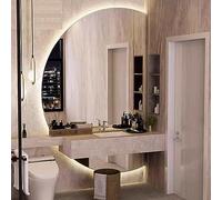 LED Lighted Bathroom Mirror 120CM Round Anti Fog Wall Mounted Elegant Touch Control Dimmable Full Length Modern Design Perfect for Makeup and Grooming