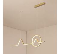 LED Linear Chandelier Kitchen Island Pendant Lighting Geometric Hanging Lamp, 38W 3 Color Mode Indoor Chandeliers for Dining Table, Living Room Suspended Lights