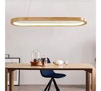 LED Linear Oak Wooden Chandelier Dimmable Pendant with Remote Control Height Adjustable Ceiling Light for Kitchen Island Living Dining Room