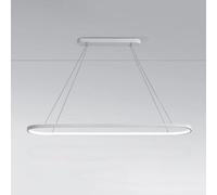 LED Long Strip Chandelier Ring Metal Pendant Light Adjustable Height Hanging for Dining Room Bar Island and Living White 70cm