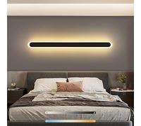 LED Longue Barre Applique Murale Interieur Dimmable Noir Lampe Murale Minimaliste Design Moderne Acrylique Réglable Lampe de Nuit Éclairage Mural Couloir Salon Chambre Escalier Cuisine (100cm 48W)