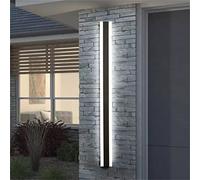 LED Longue Villa Applique Murale Extérieure Porche Luminaire Mural IP65 Jardin Lampe Murale Noir Longue Barre Lumineuse Aluminium Acrylique Up Down Terrasses Spots Muraux (6000K Blanc Froid,60CM)