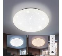 Reality Leuchten Lukida R62961000 Plafonnier LED en plastique blanc avec télécommande 18 W Effet Starlight