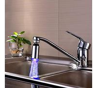 LED Lumière Embout Robinet D'eau 360 Evier Lavabo Cuisine Salle de Bains Sonde Température Mousseur Faucet Automatique de Couleur Trois-avec 3 modèles de couleur pour la cuisine et Bathroms