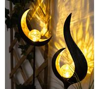 LED Lumières Solaires Jardin Lampe Extérieure Flammen- Et Mond-Design Pointe 2x