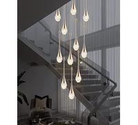 LED Lustre Escalier Moderne Goutte d'eau Pendentif Éclairage pour Villa Duplex Escalier Long Pendentif Lampe Cristal Villa Long Lustre Restaurant Lampe (Taille : 8 lumières)