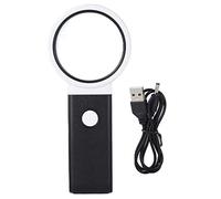 LED Magnifier with HD Double Lens, Handheld Magnifying Glass with 6 LED and 2 UV Lights, Foldable 5X/25X Magnification for Electronics Repair Medical Use Education (TH-7018BD)