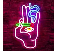 LED main cigare Evil Eye néon signe hommes cave lumière salon fumeur magasin Hôtel Bar partie fournitures garçon cadeau Stoner (USB alimenté)