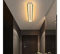 LED Métal Plafonnier Longue Linéaire pour Salon Aluminium Moderne Ultra Mince Lampe de Plafond 24W 4640LM 100W Equivalent Luminaire 3000K 4000K 6500K pour Cuisine Hall (Noir Lumière Chaude,60CM)