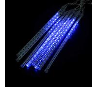 LED Meteor Shower String Lights, Set 30cm Meteor Rain Tube Lights 144 LED Bright Falling String Lamps Decor 100 à 240V Décoration De Jardin(Bleu UE)