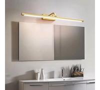 LED Miroir Applique Murale Salle de Bain Étanche Applique Murale avec Tête de Lampe Pivotante Angle Réglable Rotation à 180° Eclairage Mural Tableaux Vitrines Lumiere Doré (Lumière Naturelle,40cm)