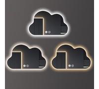 LED Miroir de Salle de Bain Mural avec Induction Humaine, Miroir de Maquillage Irrégulier, 3 en 1 Éclairage et Luminosité Variable (6000K-4000K-3000K), étanche IP44(Clouds (Horizontal),50*70 cm)